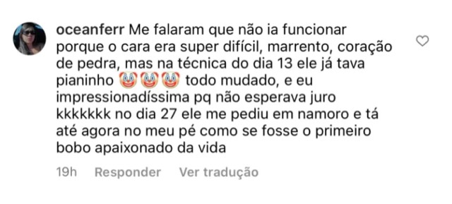 Depoimento de aluna